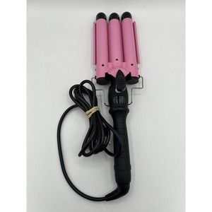 Mannice Professional Curling Iron 1 inch Triple Barrel Hair Waver, Crimper Pink